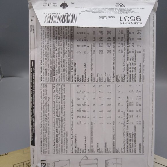 UNCUT Vintage Sewing PATTERN Simplicity 9531, Childrens Birch Street Clothing - Picture 3 of 3